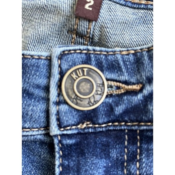 Kut From The Kloth Womens Jeans Size 2 Blue Carlo Ankle Skinny Raw Hem Mid Rise - Picture 7 of 16
